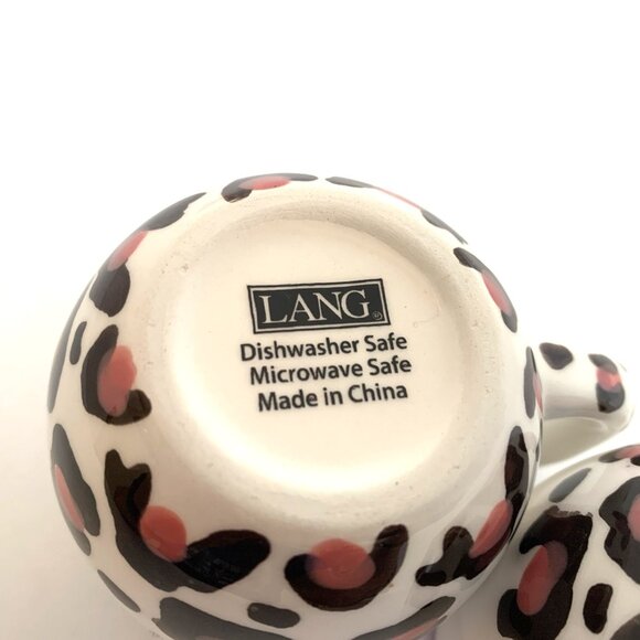 Lang Design Ceramic Espresso Mug Coffee Tea Set of 3 Face Animal Print Demitasse - Picture 11 of 11